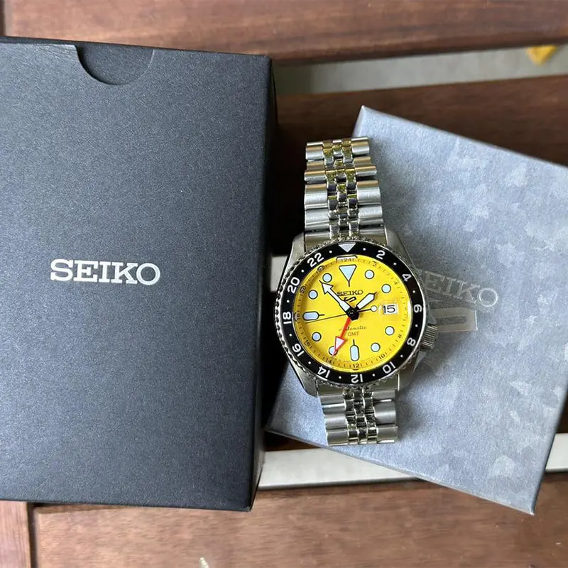 Seiko 5 Sports GMT Vibrant Yellow Dial Men's Watch- SSK017J1